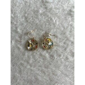 Rabbit & clock, blonde girl that falls down rabbit hole Earrings